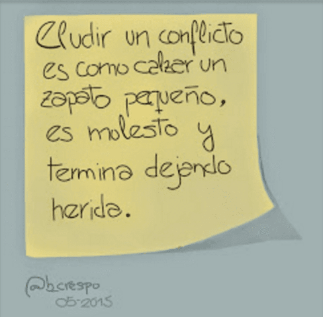 Nota manuscrita de Bernardo Crespo — Aprendizaje #25: “Sobre los CONFLICTOS:”