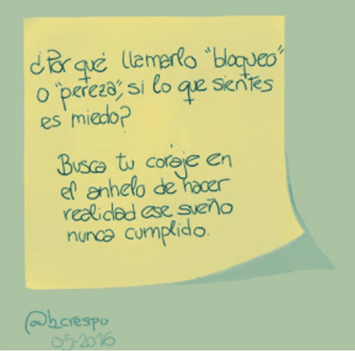 Nota manuscrita de Bernardo Crespo — Aprendizaje #47: “¿Por qué llamarlo “bloqueo”