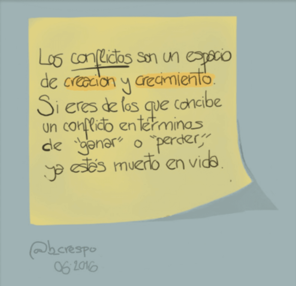 Nota manuscrita de Bernardo Crespo — Aprendizaje #48: “Sobre crecer con los CONFLICTOS:”