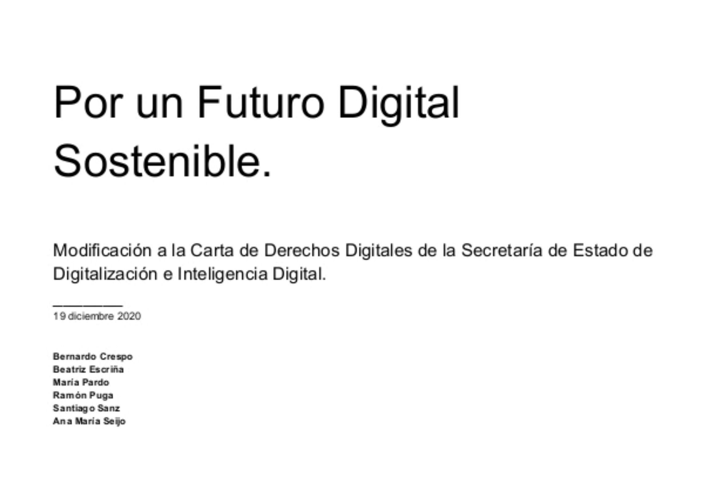 Portada de Por un futuro digital sostenible: Carta de Derechos Digitales